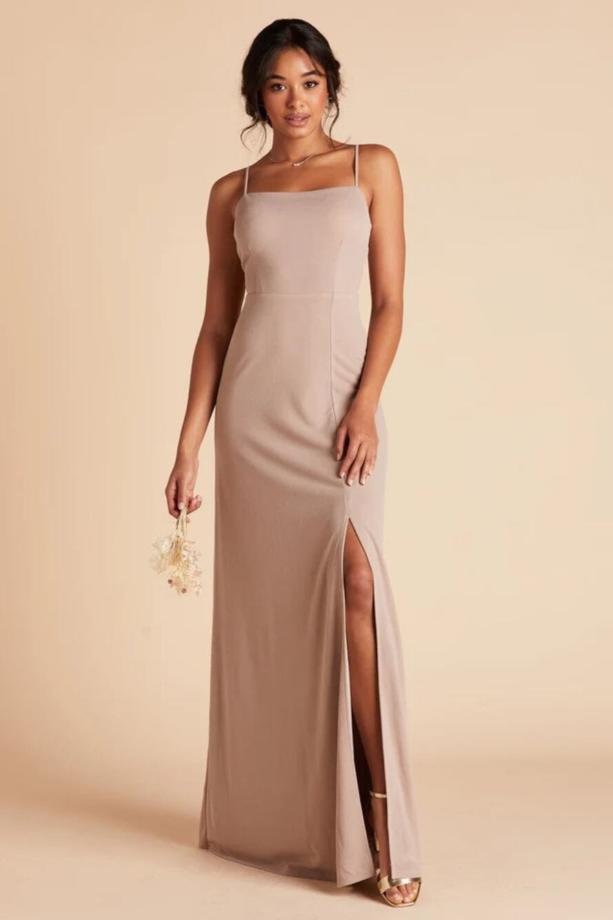 1577 NWT Birdy Grey Benny Crepe Bridesmaids Dress Taupe Size Small